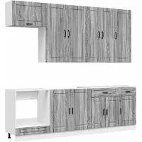 vidaXL Keukenelement PORTO, 8 stuks, grijs Sonoma, houtfineer