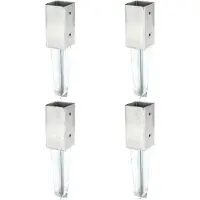 Alberts 4 x Bodenhülse voor vierkante houten palen, 71x71 mm, thermisch verzinkt, voor inbetonneren, lengte 350 mm