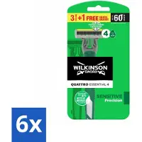 Wilkinson 6 x - Wegwerpscheermesjes - Quattro Essential 4 - Strak Scheren - 4 mesjes - Wegwerpscheermesjes - Scheermes - Quattro Essential - Sword - Scheermesjes