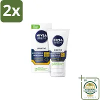Nivea MEN - Sensitive - Gezichtscrème met SPF 15 - 75 ml - Voordeelverpakking - 2 stuks - SPF 15 - Zonbescherming