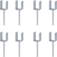 Alberts 8 x U-paaldrager mit Riffelstahl-betonanker, 71x104 mm, betonanker 200 mm, thermisch verzinkt, voor inbetonneren