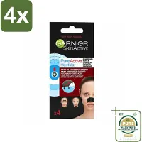 Garnier - Pure Active - Anti-Mee-Eters Strips - Charcoal - Neus, Voorhoofd & Kin - 4 Strips - Voordeelverpakking - 4 stuks - Poriënreiniging - T-Zone