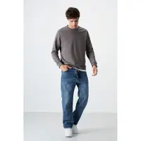 Tommy Life Heren Effen Rundhals Sweatshirt