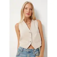 Happiness İstanbul Denim V-hals Mouwloos Crop Vest