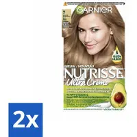 Garnier 2 x - Nutrisse Ultra Crème 7 - Haarkleuring - Natuurlijk Blond - Intens Voedend - Permanente Kleur - Haarverf - Permanente Haarkleuring - Blond Haar - Grijsdekking - Voedende Haarkleuring