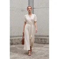 MyFashion Gestrikte V-hals Maxi Wikkeljurk