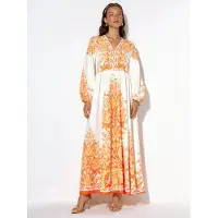 MSN Collection Paisley A-lijn Maxi-Jurk met Strikriem