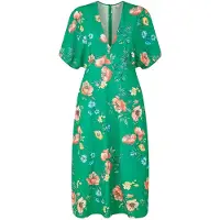 Yumi Wikkeljurk met kimonomouwen en bloemenpatroon voor dames (Groen)