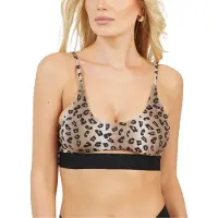 Brave Soul Bikinitop met luipaardprint voor dames (Zwart)