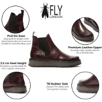 Fly london Womens Wine Chelsea Leather Ankle Boots - RAWI131