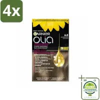 Garnier - Olia 6 - Haarkleuring - Donkerblond - Zonder Ammoniak - Intense Langhoudende Kleur - 100% Grijsdekking - Voordeelverpakking - 4 stuks - Haarverf - Permanente haarkleuring