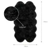 Infinity Leather Echte schapenvacht zwarte quad natuurlijke pluizige, zijdezachte echte wollen tapijt