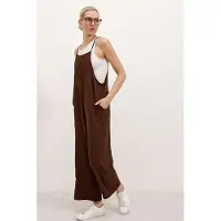 Big Dart Ontspannen Fit Brede Pantalon Jumpsuit met Vierkante Kraag