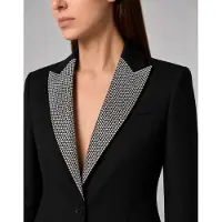 Philipp Plein Single Breasted Fit Blazer Crystal Strass