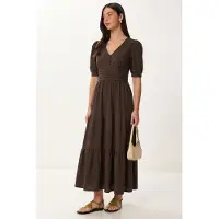 Happiness İstanbul Dames Katoenen Poplin Maxi-jurk