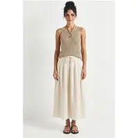 Bianco Hoge Taille Midi A-Lijn Rok