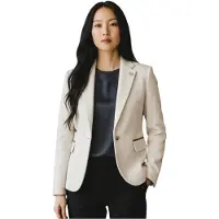 TruClothing Dames crèmekleurige wollen tweed visgraat-ruitje blazer - WS-1