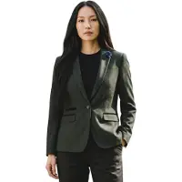 Cavani Dames groene geruite wol mix visgraat tweed op maat gemaakte blazer - Caridi