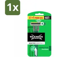 Wilkinson 1 x - Wegwerpscheermesjes - Quattro Essential 4 - Strak Scheren - 4 mesjes - Scheermesje - Wegwerpscheermesje - Strak Scheren - Titanium Mesje - Precisie Mesje