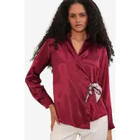Bigdart Vrouwen Satin Strik-Voorkant Shirt