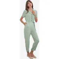 Bigdart Effen Geweven Jumpsuit met Kraag en Strikdetail