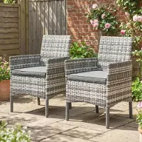 HAUSS SPOLE Tuinstoel - Set Van 2 Tuinstoelen Met Armleuningen, Afneembare Kussens En Stalen Frame - Voor Terras, Balkon En Tuin - Polyrattan Grijs