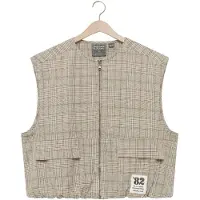 Indian blue jeans oversized geruit gilet met backprint - beige Meisjes Polyester Ronde hals - maat 176