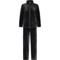 Gaubert Dames Fleece Huispak met Rits - Loungewear - Superzacht en Warm Coral Fleece - Zwart - 2332-Black - Maat L