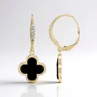 Cavill - Zilveren Oorbellen met Zwarte Onyx en Witte Topaas - 925 Sterling Zilver Verguld - Fancy Slijpsel Onyx 2,28 ct - Luxe Stijlvolle Oorbellen