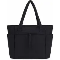 VHV - Laptoptas Dames 15,6 Inch - Gewatteerde Handtas van 20 Liter met Laptopvak en 8 Binnenvakken - Voor Werk en Reizen - Zwart