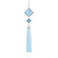 Cavill - Zilveren Hanger 925 Sterling Zilver Gerhodineerd - Blauwe Chalcedoon 4,86 ct - Larimar & Turkoois - Elegante Edelstenen Hanger Dames