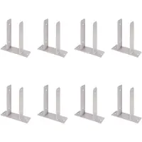 Alberts 8 x U-paaldrager, voor opschroeven, roestvrij staal, voor houten palen 71 mm, hoogte 200 mm