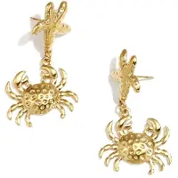 Yehwang Gouden Oorbellen met Zeester en Krab - Dames - Stainless Steel - Goudkleurig - Strandsieraden