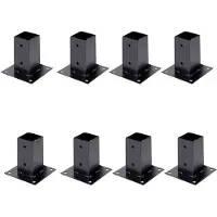 Alberts 8 x opschroefhuls voor vierkante houten palen, 71x71 mm, verzinkt, zwart kunststofgecoat, Topfhöhe 150 mm