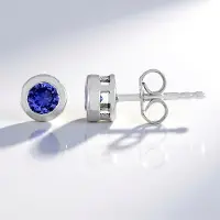 Cavill - Elegante Oorbellen 925 Sterling Zilver - Platina Geplateerd - 0,54 ct Ronde Paarse Tanzaniet Edelstenen - Sieraden uit Tanzania