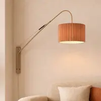 LumenXL Wandlamp Catharina, verstelbare arm met geplooide kap in taupe