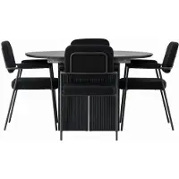 Ebuy24 Yesterday eethoek eettafel met uitschuifbare functie zwart 4 stoelen bouclé zwart.