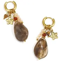 Yehwang Oorbellen Kralen Bruin - Stainless Steel - Kleurvast - Retro Vibe - Goudkleurig - Cadeau voor haar
