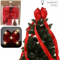 Chomik Rode Satin Kerstboom piek met LED verlichting, 1.8m