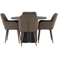Ebuy24 Olivia eethoek eettafel zwart 4 stoelen bruin.