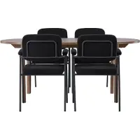 Ebuy24 Andy eethoek eettafel naturel 4 stoelen bouclé zwart.