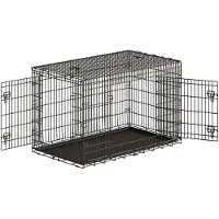 Songmics Opvouwbare hondenbench - S - Staal en kunststof - 2 deuren - Uitschuifbare lade