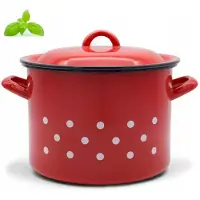 Tragar Traditionele Emaille Pan 18cm Rood 3.3L met Deksel
