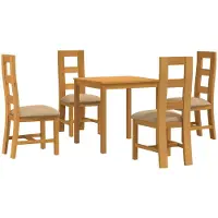 vidaXL Eetkamerset 5 st Beige Massief Eikenhout