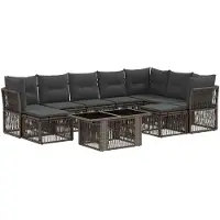 vidaXL Tuinbank Set 10 st Grijs poly rattan