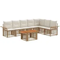 vidaXL Tuinbank Set 8 st Natuurlijk en Crème Wit poly rattan
