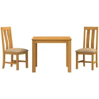 vidaXL Eetkamerset 3 st Beige Massief Eikenhout