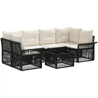 vidaXL Tuinbank Set 7 st Zwart poly rattan