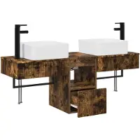 vidaXL Badkamerkast set 3 st Gerookt eiken 136 x 35 x 80 cm