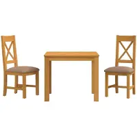vidaXL Eetset, 3 stuks, grijs, massief eikenhout